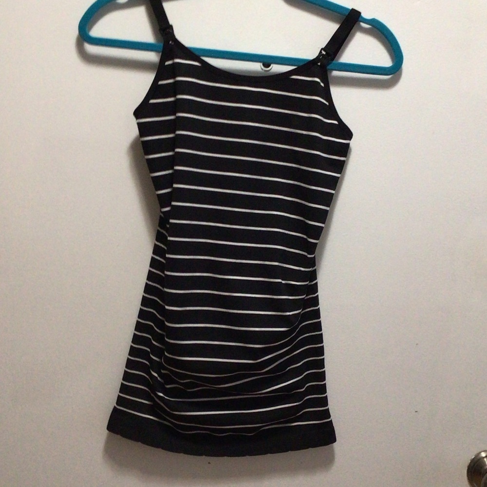 Feathers Black and White Striped Camisole